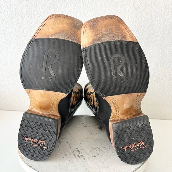 Rod Patrick Mens Cowboy Boots 8.5EE Black Leather Cowboy Square Toe Western EUC - Picture 9 of 14